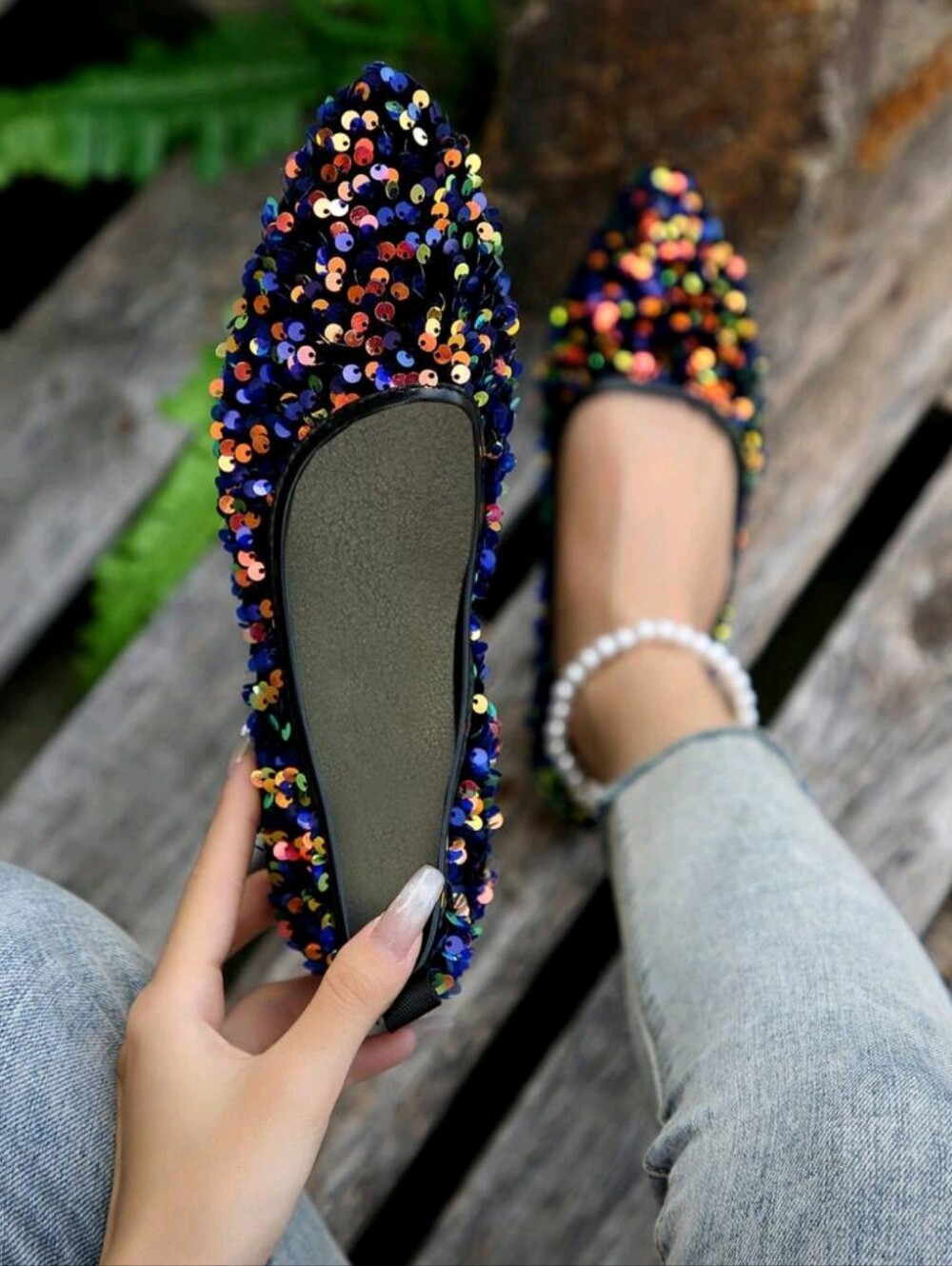 **SPARKLING NAVY WOMEN'S BALLET FLATS***🖤✨🥿❣️💲💲💲💲